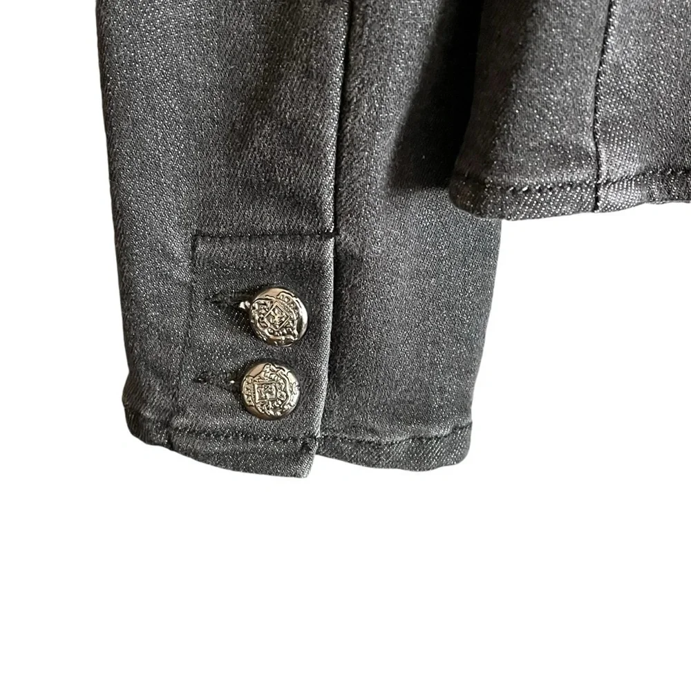 I.N.C. International Concepts Black Puff Sleeves Denim Jean Jacket Blazer